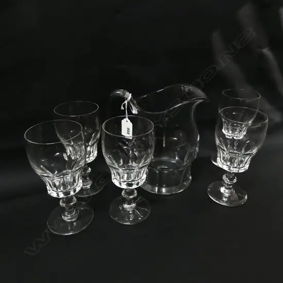 CRYSTAL JUG & 5 GLASSES