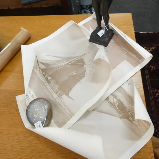 4 RNZYS PHOTO PRINTS OF VINTAGE YACHTS, EACH SIGNED BY THE COMMODORE. UNFRAMED