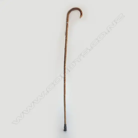 c1950 MAORI CARVED WALKING STICK