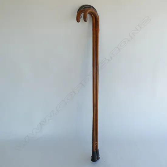 3 VINTAGE WALKING STICKS. 1 X 900 SILVER HANDLED