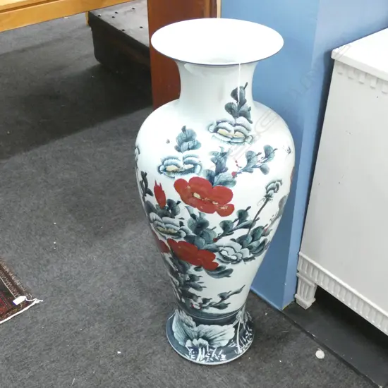 FLOOR STANDING CHINESE CERAMIC PORCELAIN BALUSTER VASE H. 950MM