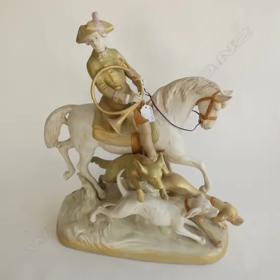 IMPRESSIVE ROYAL DUX FIGURE - HORSEMAN & HOUNDS