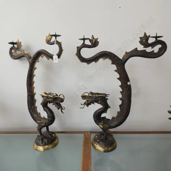 PR BRONZE DRAGON CANDLE STICKS H.580mm