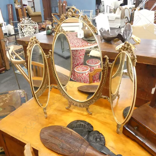 TRIPLE GILT FRAMED TABLE MIRROR H 585 L 750MM