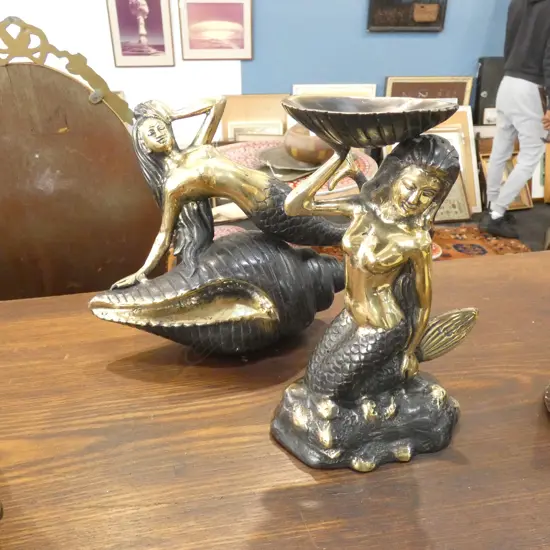 2 BRONZE MERMAIDS H.210mm