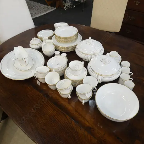 ROYAL WORCESTER WHITE & GOLD CONTESSA LG DINNER SERVICE approx 80pcs