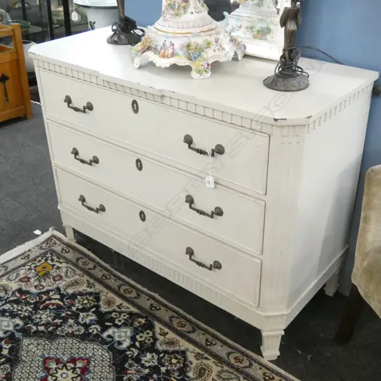 PAINTED GUSTAVIAN STYLE CHEST OF DRAWERS...