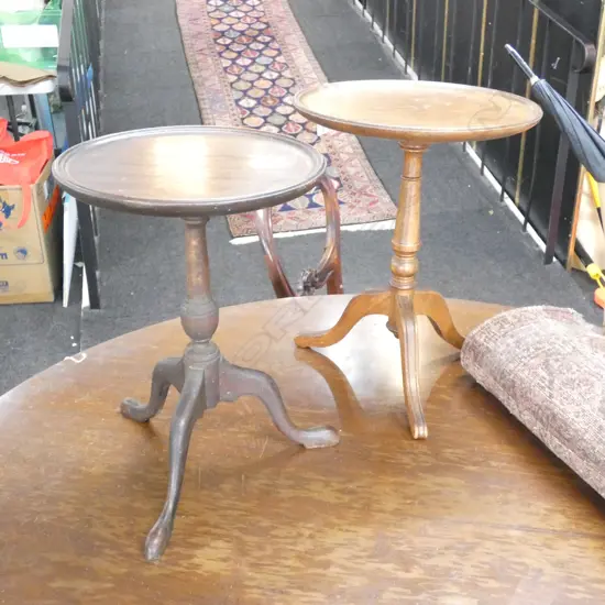 2 MAHOGANY WINE TABLES H.445mm