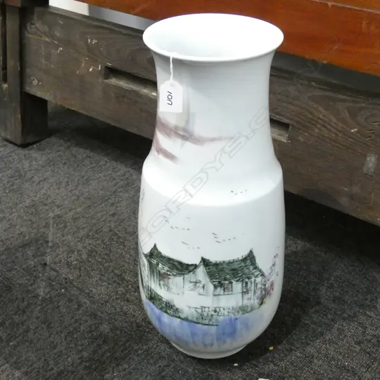 CHINESE PORCELAIN VASE TOWN BRIDGE OVER WATER H. 440MM