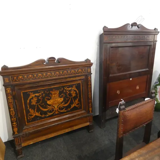 REGENCY INLAID SINGLE BED HEAD & FOOT BOARD...