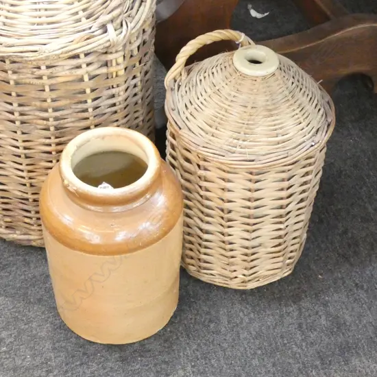 CANE BOUND STONEWARE KEG AND STONEWARE KEG