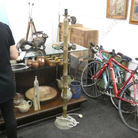 BRASS BAMBOO FLOOR LAMP STAND H. 1480MM