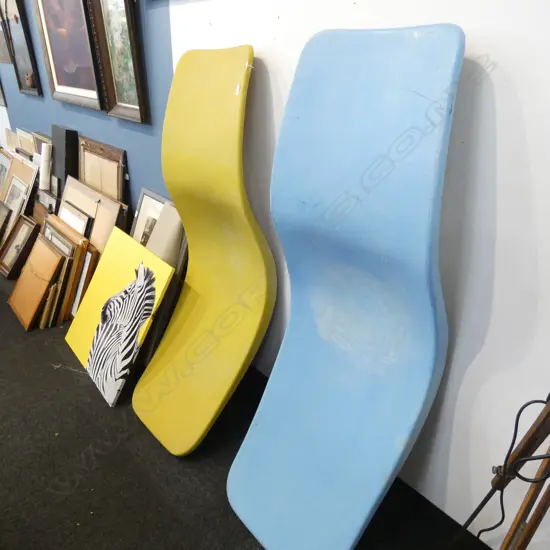 TWO RETRO FIBRE GLASS LOUNGERS