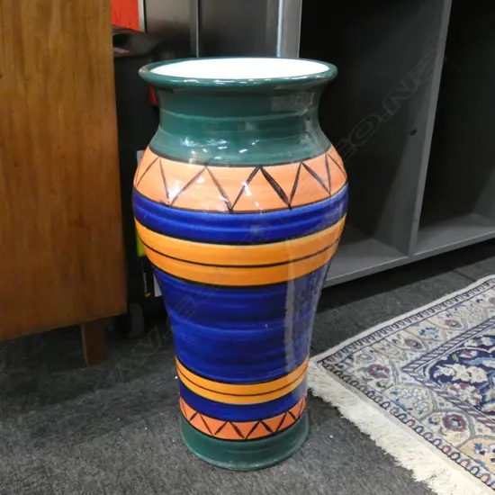 LG COLOURFUL PAINTED POTTERY FLOOR VASE H. 535MM