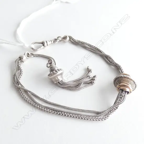 800 SILVER & GOLD PLATE ALBERTINA W/ TASSLE L. 260MM