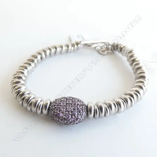 SILVER AND PINK CZ BRACELET