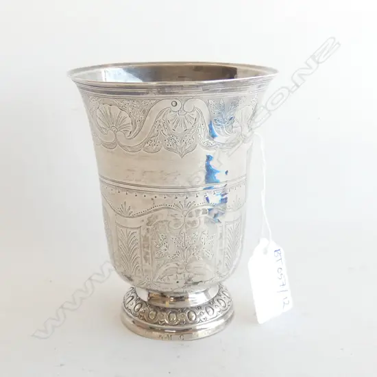 FRENCH SILVER BEAKER PARIS C.1798 118 GRAMS OLD REPAIR