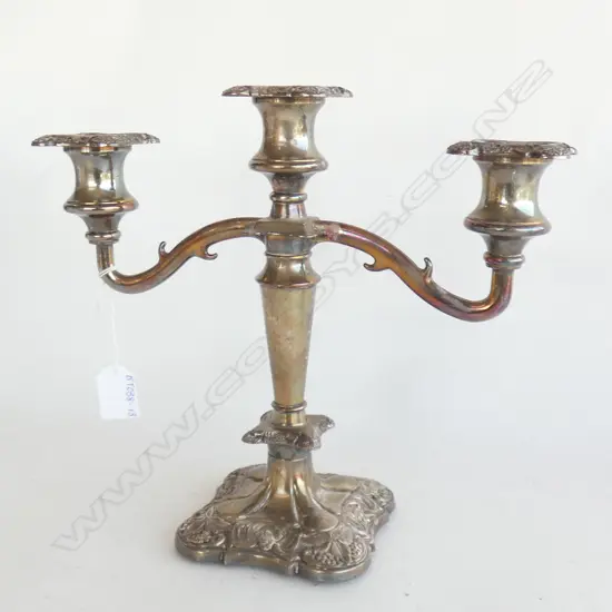 3 ARM SILVER PLATED CANDELABRA L 285MM H 255MM