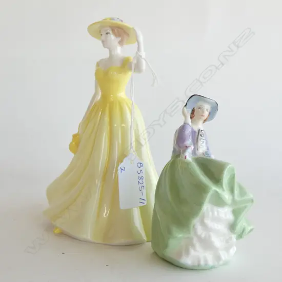 2 ROYAL DOULTON FIGURINES; 'SPRING TIME' (H 160MM) & 'TOP OF THE HILL'  (H 100MM)