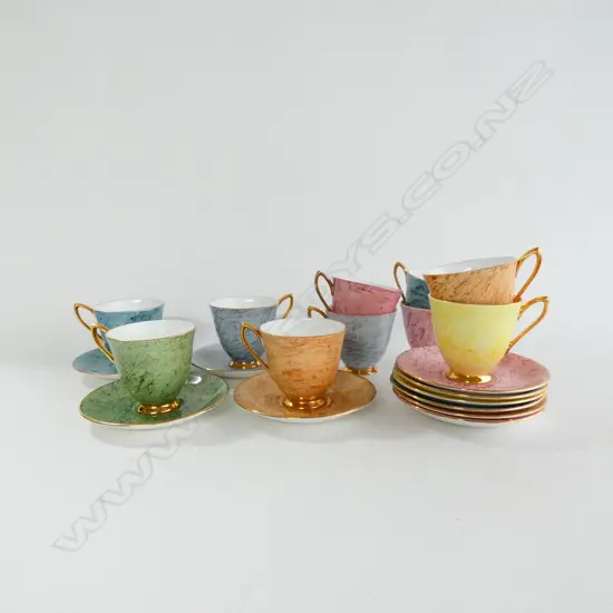 10 ROYAL ALBERT GOSSAMER CUPS & SAUCERS - ASST COLOURS 