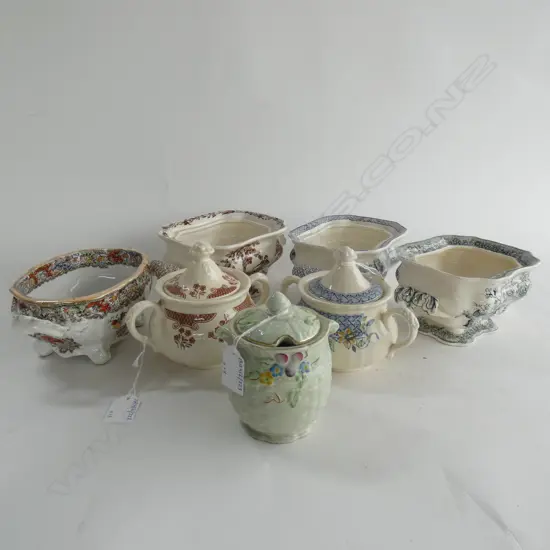 MASON IRONSTONE 4 TURREENS NO LIDS & 3 LIDDED SUGAR BOWLS