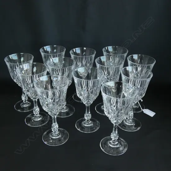 12 CUT CRYSTAL STEMMED WINE GLASSES H. 160MM