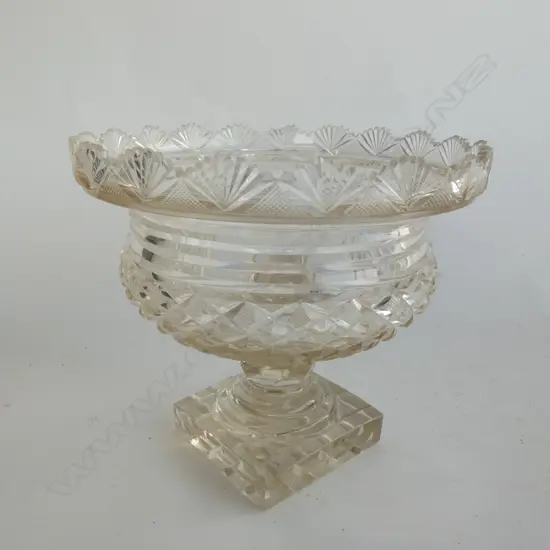 CUT CRYSTAL GLASS COMPORT SOME RIM CHIPS 220mm dia