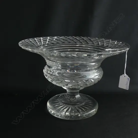 CUT CRYSTAL GLASS COMPORT SOME RIM CHIPS 275mm dia