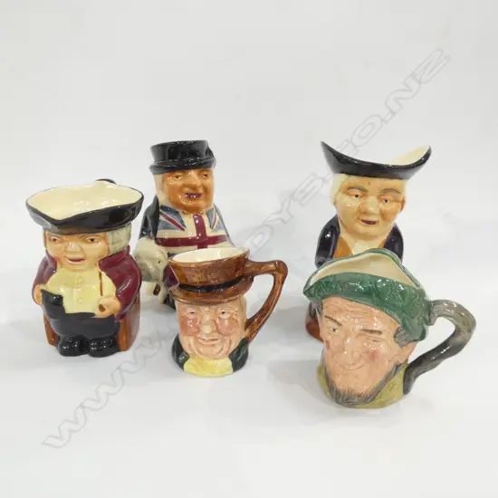 5 ASST SM TOBY CHARACTER JUGS 