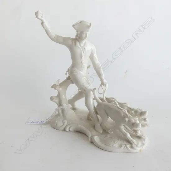 NYMPHENBURG PORCELAIN FIGURE; HUNTSMAN w. HOUNDS H.160mm