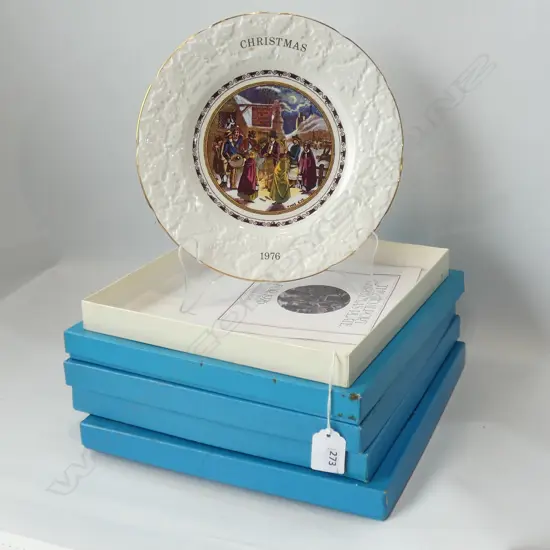 5 COALPORT CHRISTMAS PLATES - IN ORIGINAL BOXES; YEARS 1976 /77 /79 / 81 & 82