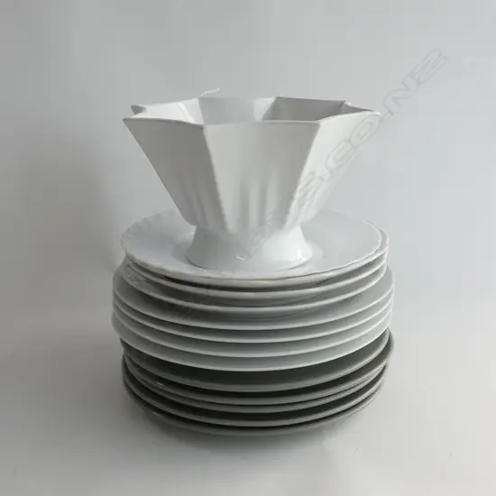 13 ASST. DINNER PLATES + JELLY MOULD 230mm dia