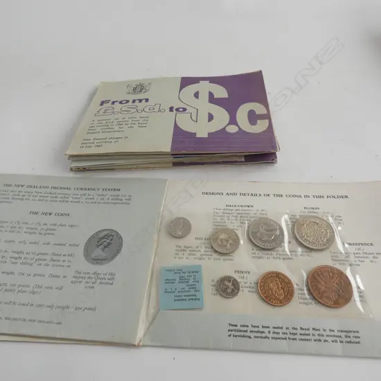 BAG SOUVENIR SETS OF NZ DECIMAL COINS