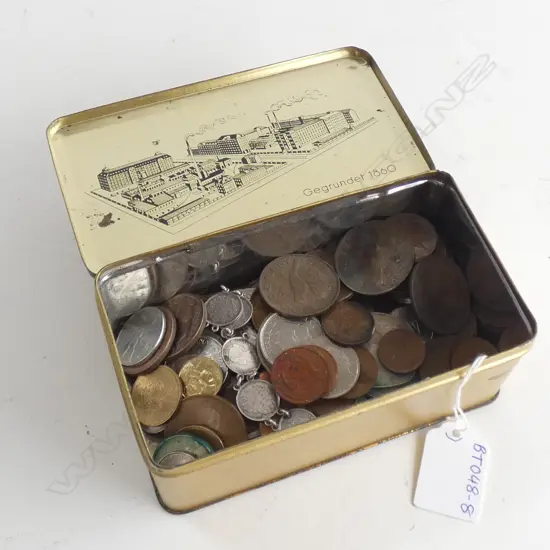 TIN OLD NZ & WORLD MIXED CURRENCY COINS