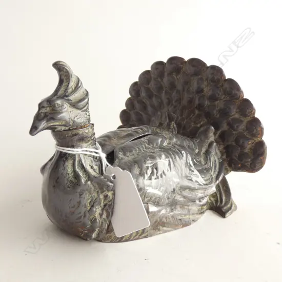 OLD SILVER METAL INKWELL IN FORM OF A CHICKEN L.130mm
