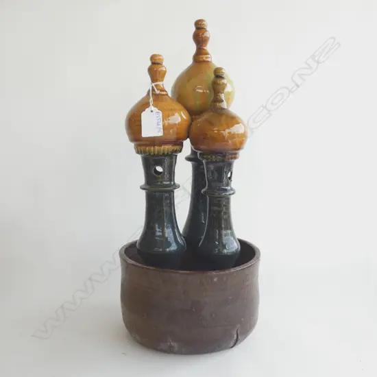 POTTERY 3 TEMPLE BOWL BY STUART ? H.410mm