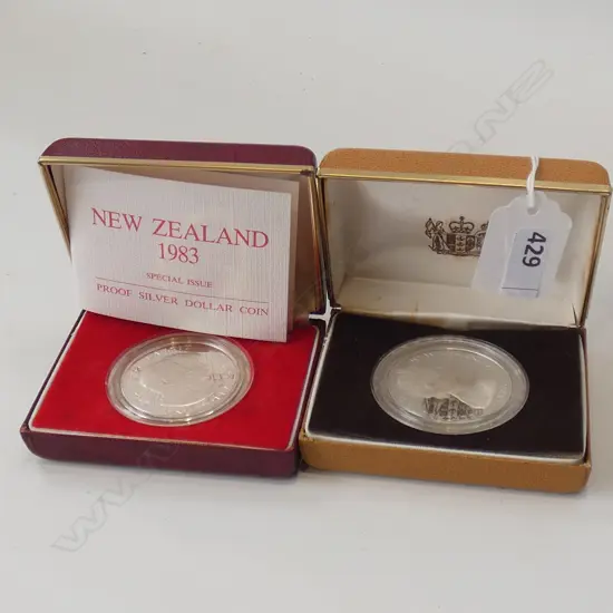 2 NZ PROOF DOLLAR COINS 1983 & 1985