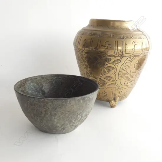 2 CHINESE BRASS VASES H.165mm