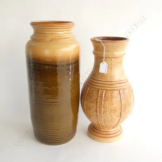 2 LARGE RETRO WEST GERMAN CERAMIC VASES H.350 / 405mm