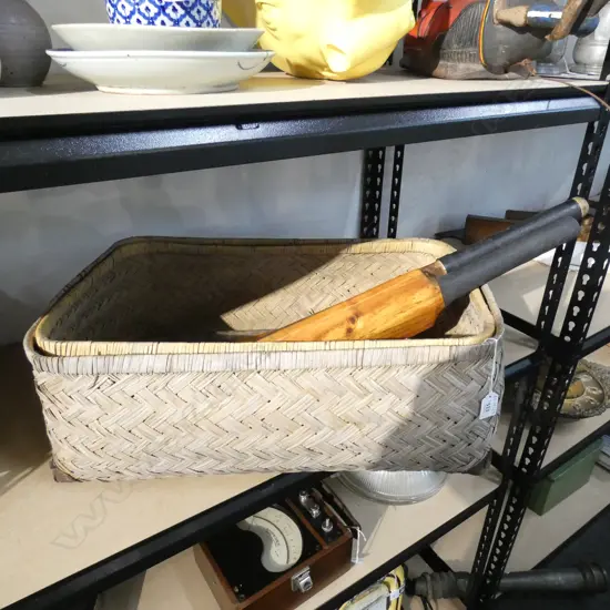 WOODEN CRICKET SET IN MOSES BASKET