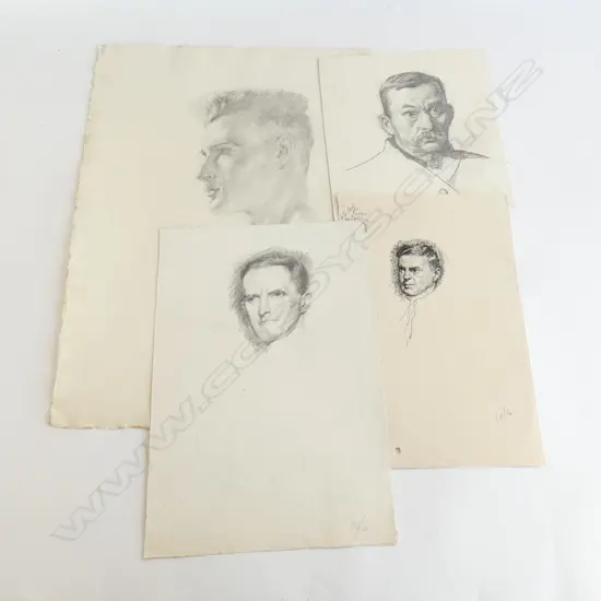 H.L. RICHARDSON 4 MALE PORTRAIT SKETCHES
