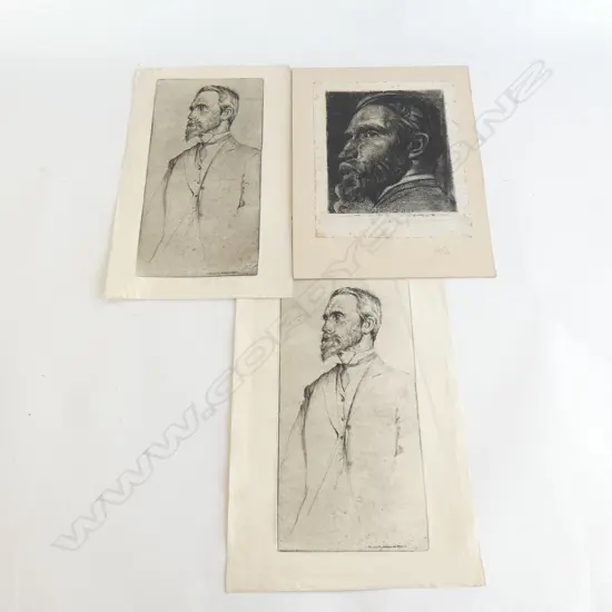 H.L. RICHARDSON 3x ENGRAVINGS BEARDED GENTS