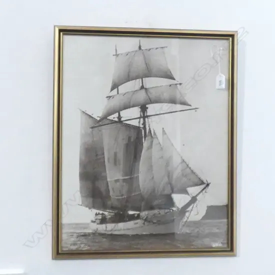 WHITE'S AVIATION B&W PHOTO SAILBOAT 'SCHOONER HUIA'