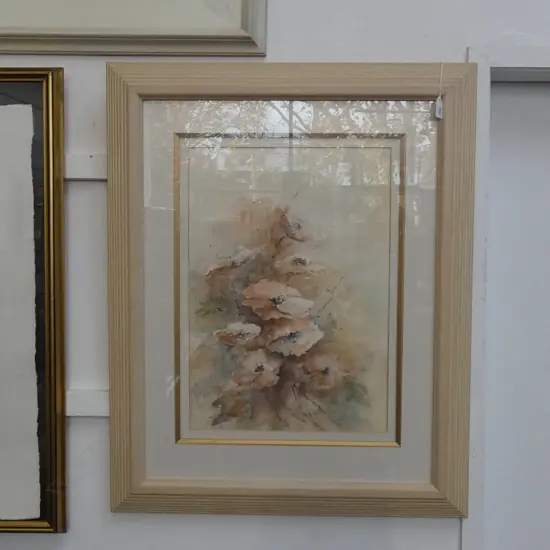 WATERCOLOUR 'TERRACOTTA POPPIES' BY ERIN MCROBBIE  380 X 500MM