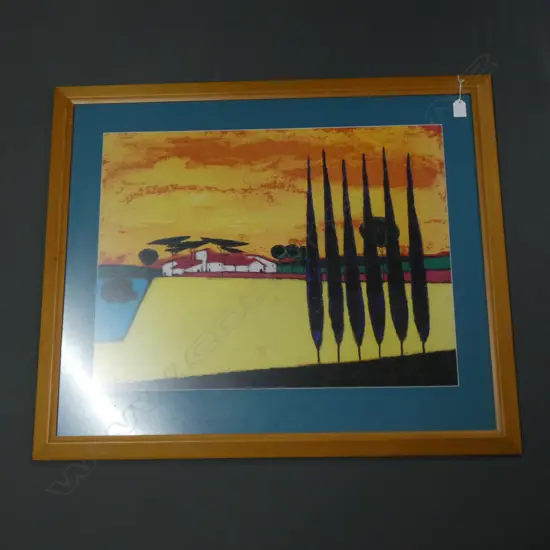 REPRODUCTION PRINT ROGER BONAFE PAYSAGE DU CIEL ORANGE 650X 500MM