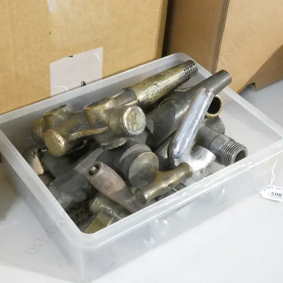 BOX LOT 9 BRASS & CHROME BEER TAPS