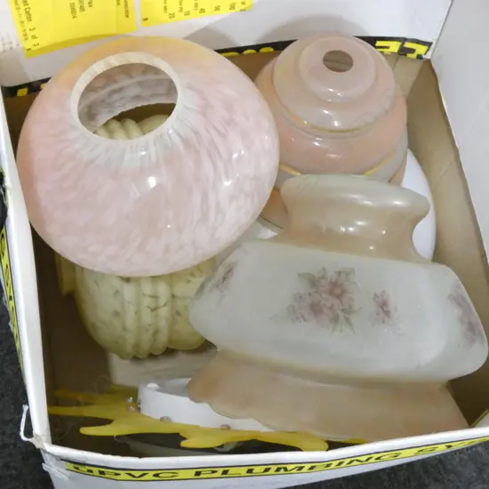 BOX LOT ASST. VINTAGE LIGHT FITTINGS 