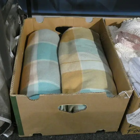 BOX LOT 2 WOOLEN BLANKETS 