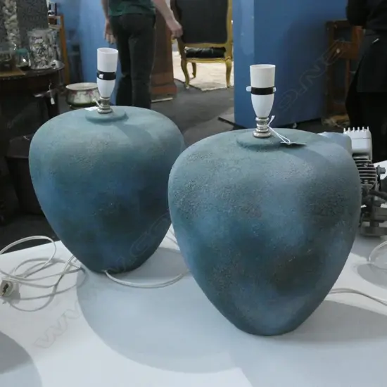 PR BLUE GREEN CERAMIC LAMPS H.400mm