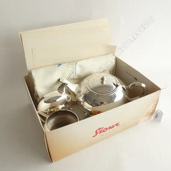 BOX LOT PRINTS, EP TEA SET ETC